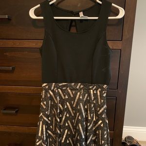 Black/gold target dress